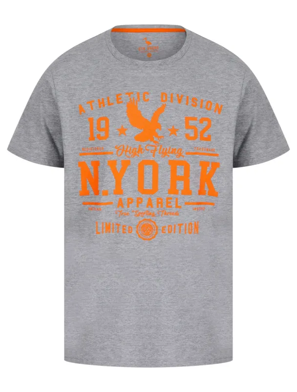 NYork Threads Motif Cotton Jersey T-Shirt in Light Grey Marl - South Shore sold by Tokyo Laundry
