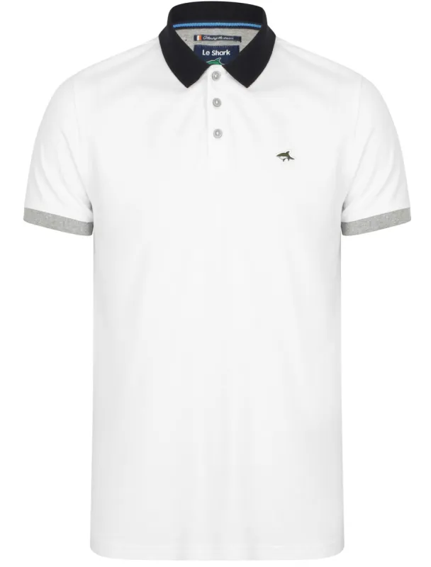 Langstone Cotton Pique Polo Shirt In Optic White - Le Shark sold by Tokyo Laundry