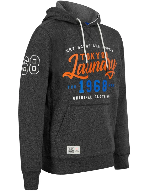 Intent Motif Brushback Fleece Pullover Hoodie in Jet Black Grindle - Tokyo Laundry sold by Tokyo Laundry