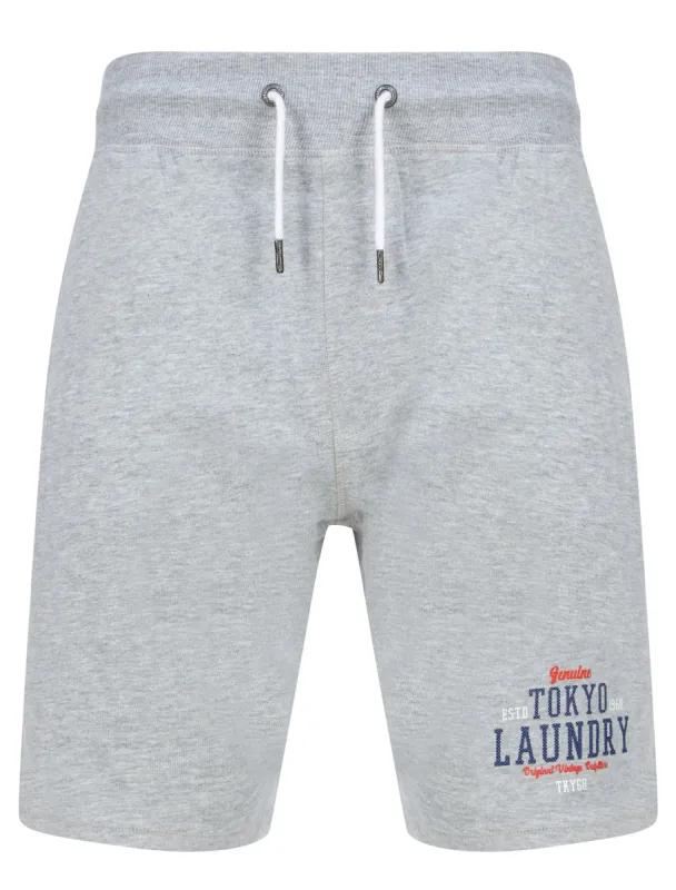 Dischord Motif Brushback Fleece Jogger Shorts in Light Grey Marl - Tokyo Laundry sold by Tokyo Laundry