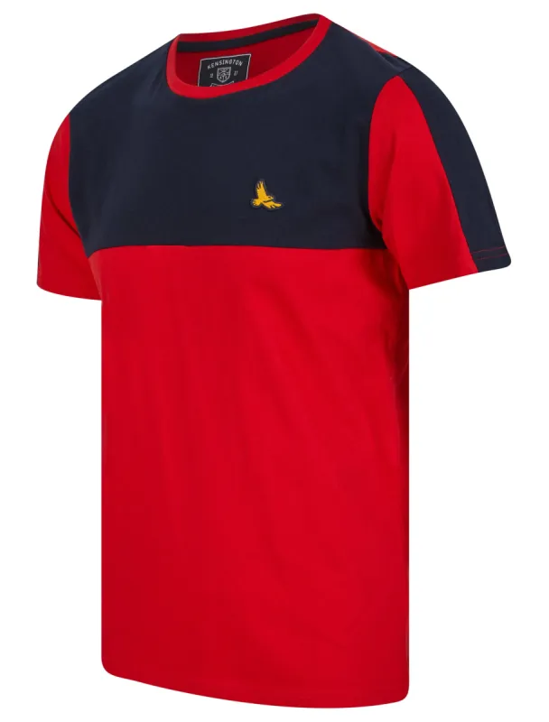 Stortford Colour Block Cotton T-Shirt in Chinese Red - Kensington Eastside sold by Tokyo Laundry