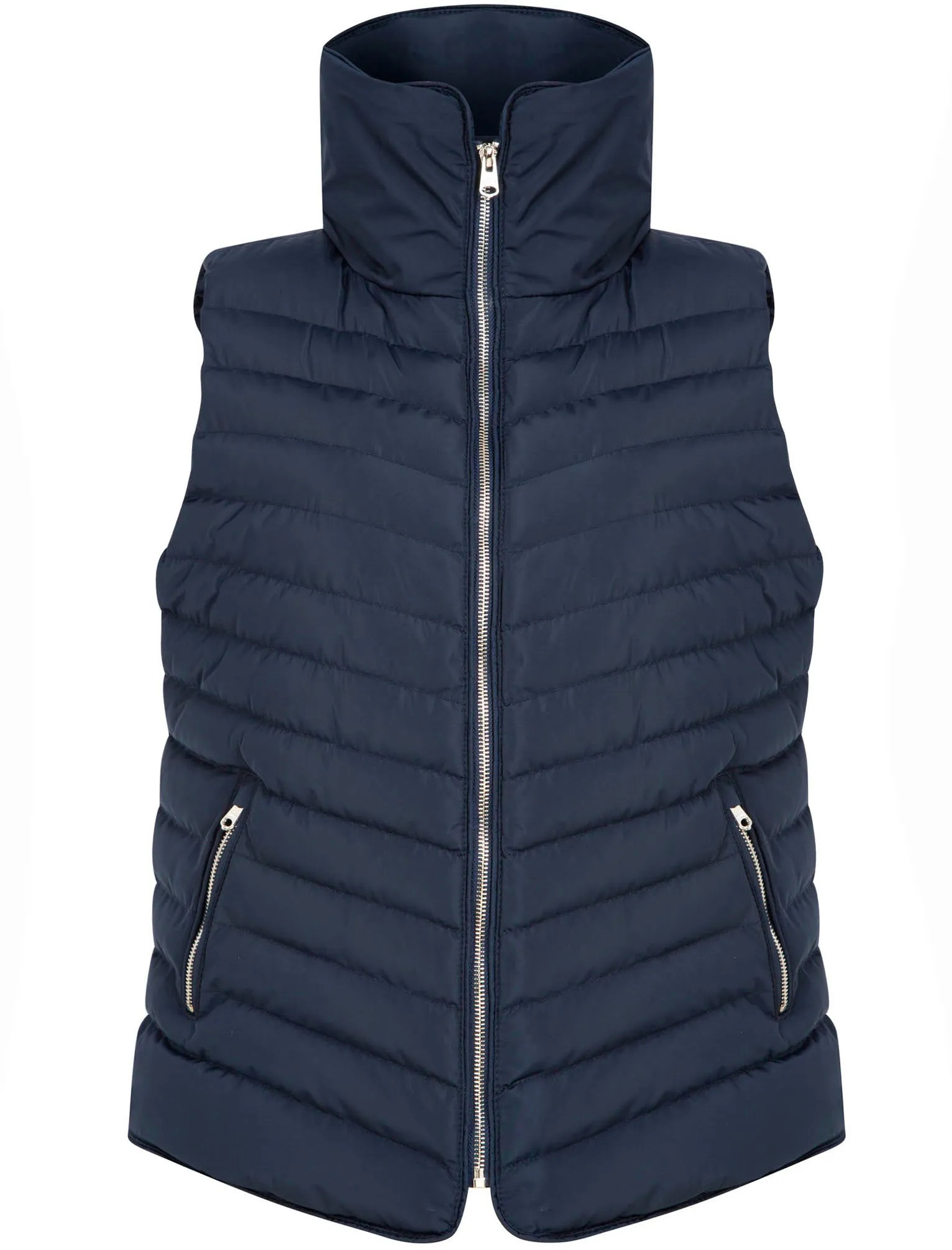 Chervil Quilted Puffer Gilet With Funnel Neck In Navy Blazer - Tokyo Laundry sold by Tokyo Laundry