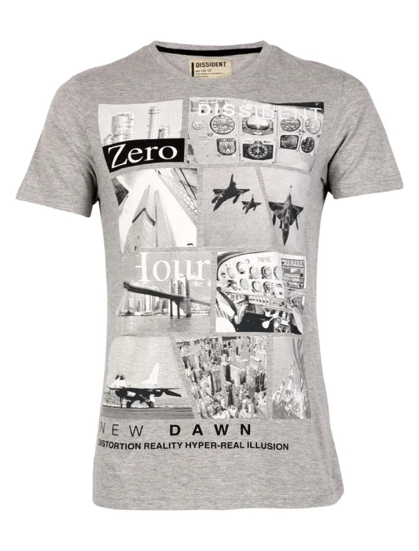 Dissident Zero Hour Cotton T-shirt in Lt Grey Marl sold by Tokyo Laundry