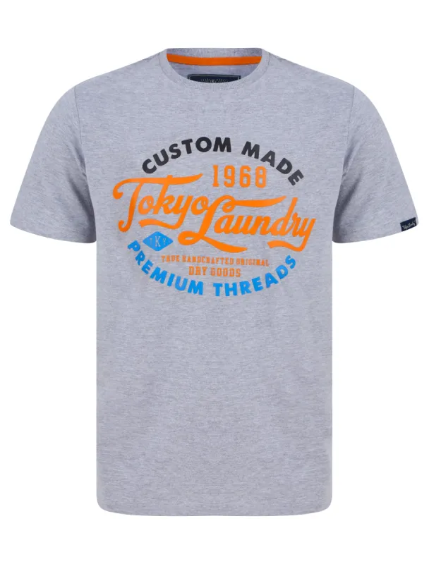 Bluesy Tee Motif Cotton Jersey T-Shirt in Light Grey Marl - Tokyo Laundry sold by Tokyo Laundry