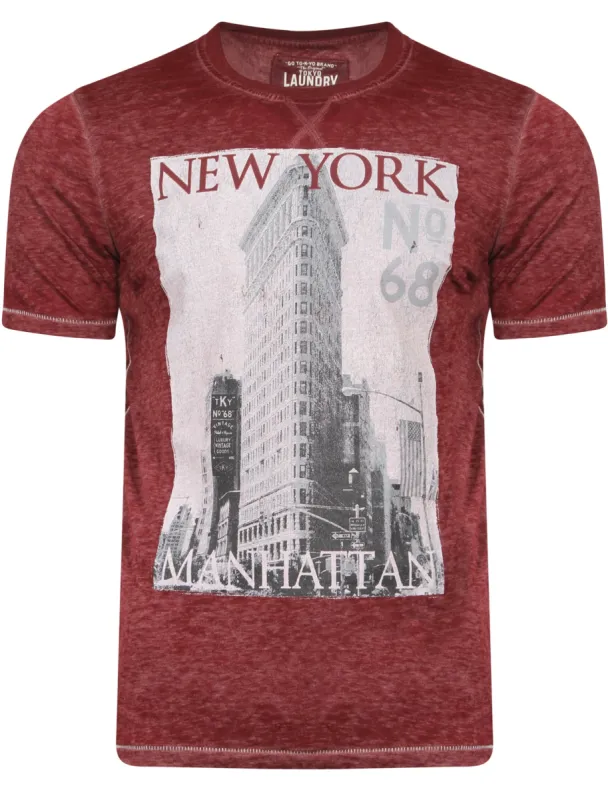 Danbury Park Burnout T-Shirt in Oxblood - Tokyo Laundry sold by Tokyo Laundry
