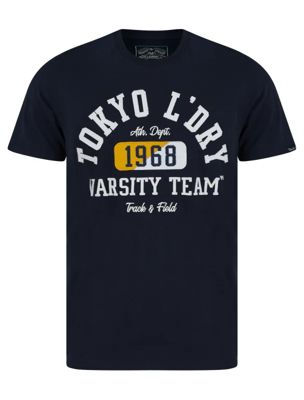 Varsity Teams Applique Motif Cotton Jersey T-Shirt in Sky Captain Navy - Tokyo Laundry sold by Tokyo Laundry