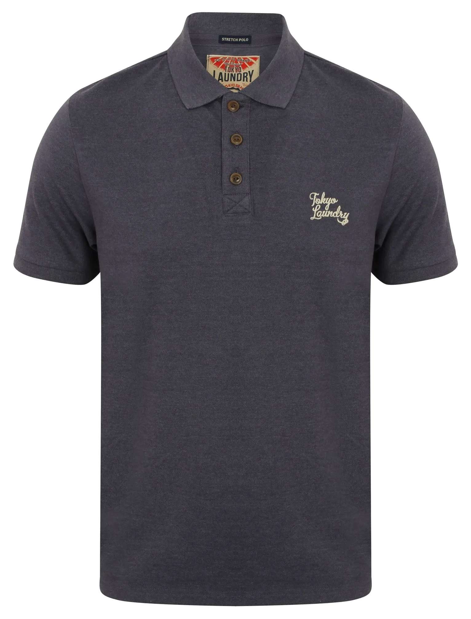 Winterfield Pique Polo Shirt in Mood Indigo Marl - Tokyo Laundry sold by Tokyo Laundry