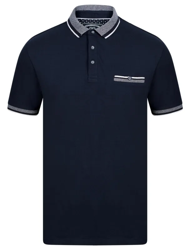 Tailworth Cotton Jersey Polo Shirt with Chest Pocket in Sky Captain Navy - Kensington Eastside sold by Tokyo Laundry
