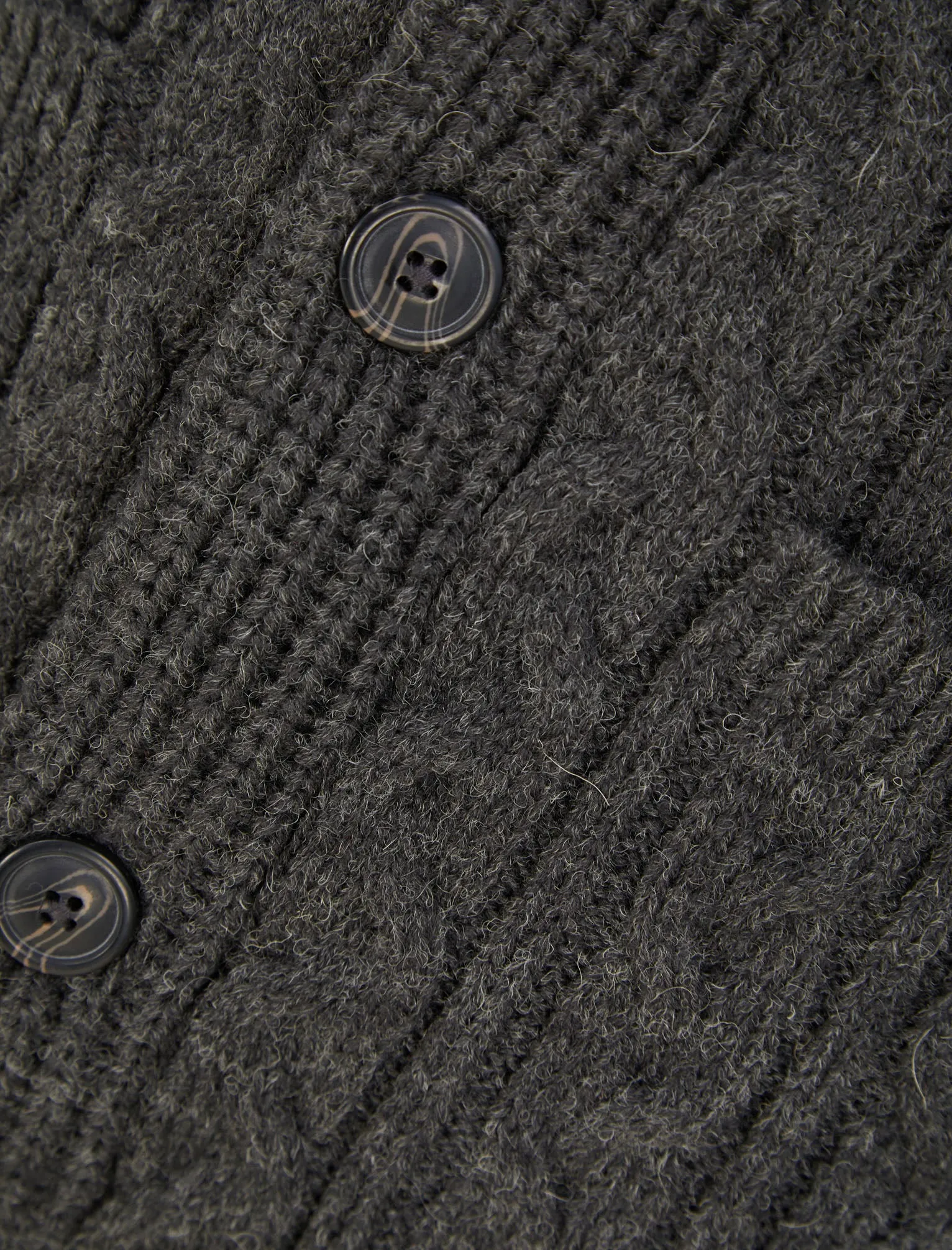 Manji Cable Knitted Wool Blend Cardigan with Shawl Collar In Charcoal Marl - Tokyo Laundry sold by Tokyo Laundry product image thumbnail 3