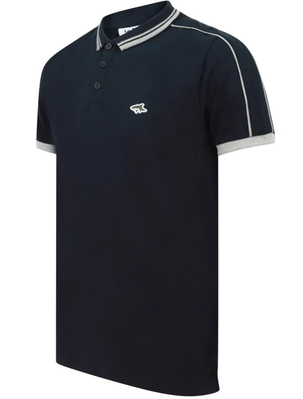 Maples 2 Cotton Pique Polo Shirt with Tipping In Sky Captain Navy - Le Shark sold by Tokyo Laundry