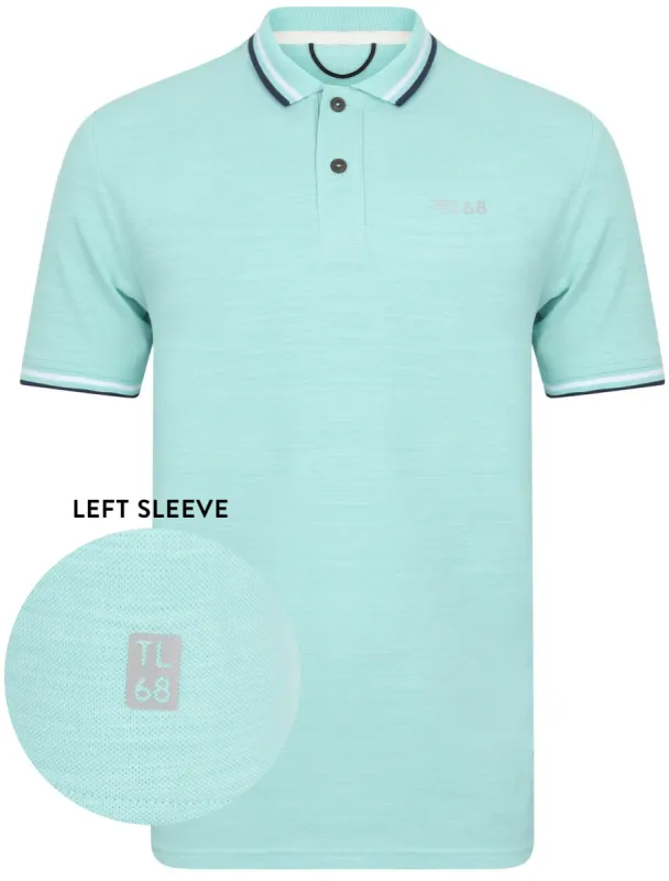 Hitch Cotton Polo Shirt with Racer Stripe Detail in Aqua Haze - Tokyo Laundry Active sold by Tokyo Laundry