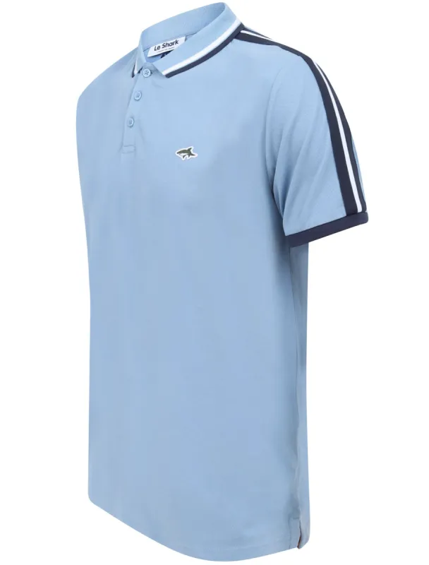 Patcham Cotton Pique Polo Shirt with Racer Stripe Tape Detail In Allure Blue - Le Shark sold by Tokyo Laundry