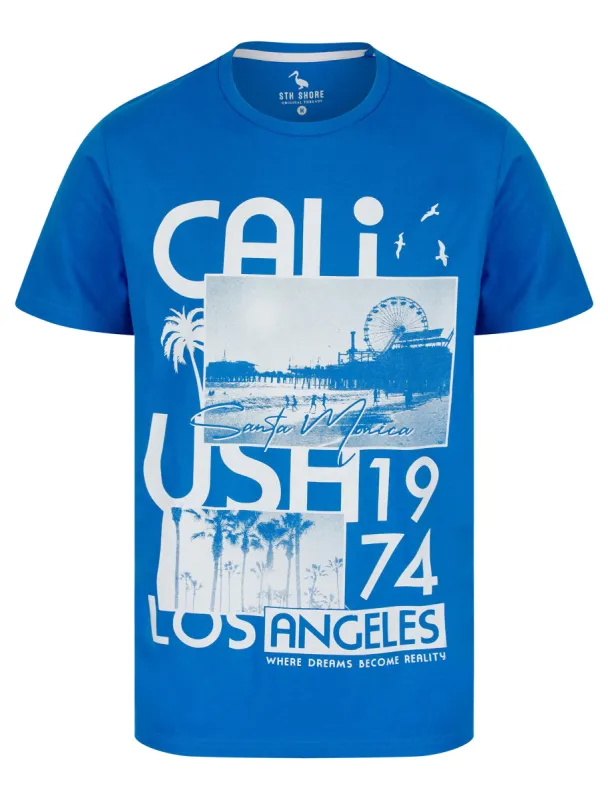 Cali Dreams Motif Cotton Jersey T-Shirt in French Blue - South Shore sold by Tokyo Laundry