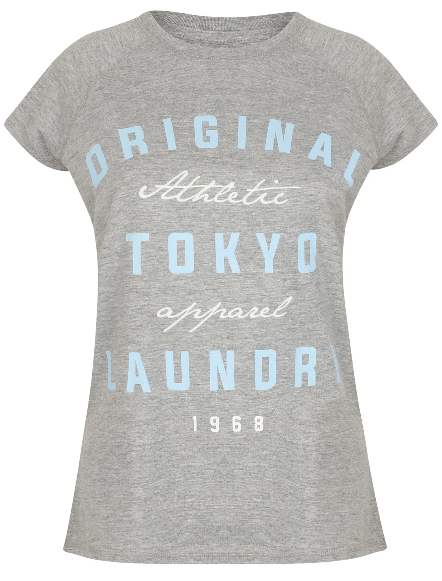 Nyla Motif Cotton Crew Neck T-Shirt In Light Grey Marl - Tokyo Laundry sold by Tokyo Laundry