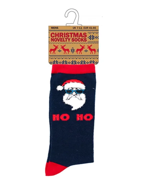 Mens Noel Santa Ho Ho Novelty Christmas Socks in Blue sold by Tokyo Laundry product image thumbnail 3