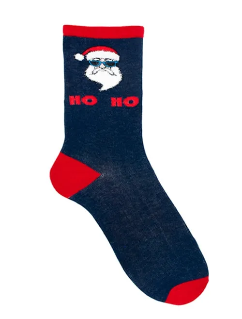 Mens Noel Santa Ho Ho Novelty Christmas Socks in Blue sold by Tokyo Laundry product image thumbnail 2