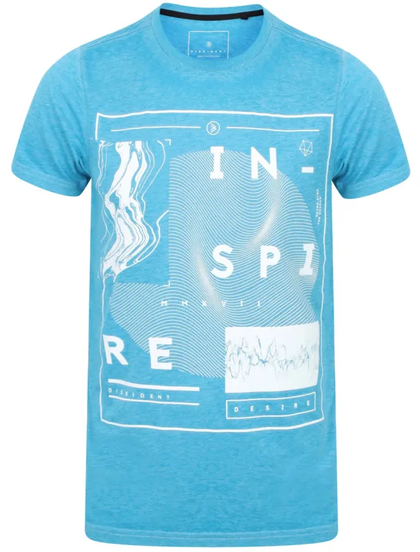 Warped Motif Burnout Jersey T-Shirt In Marble Blue - Dissident sold by Tokyo Laundry