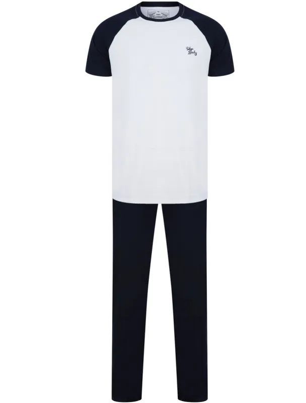 Advance 2pc Cotton Lounge Set in Optic White / Sky Captain Navy - Tokyo Laundry sold by Tokyo Laundry