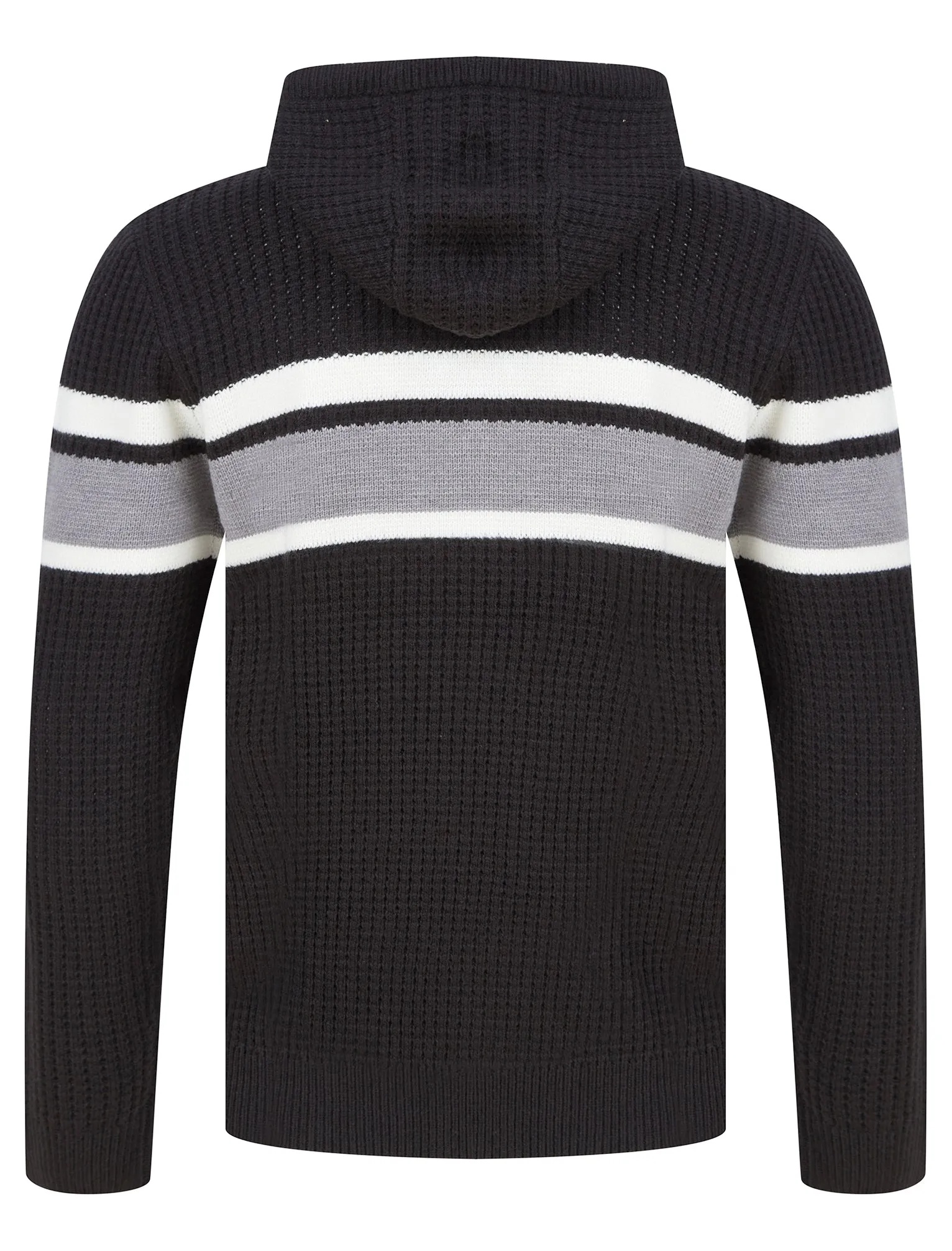 Arcs Textured Waffle Knit Pullover Hoodie in Jet Black - Dissident sold by Tokyo Laundry product image thumbnail 2