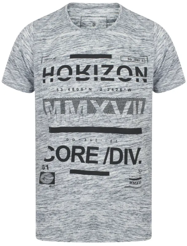 Rizon Graphic Motif Slub T-Shirt In Mood Indigo Marl - Dissident sold by Tokyo Laundry