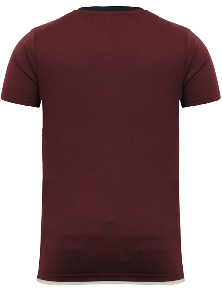 Smith V Neck Mock Insert Cotton T-Shirt in Oxblood sold by Tokyo Laundry product image thumbnail 2