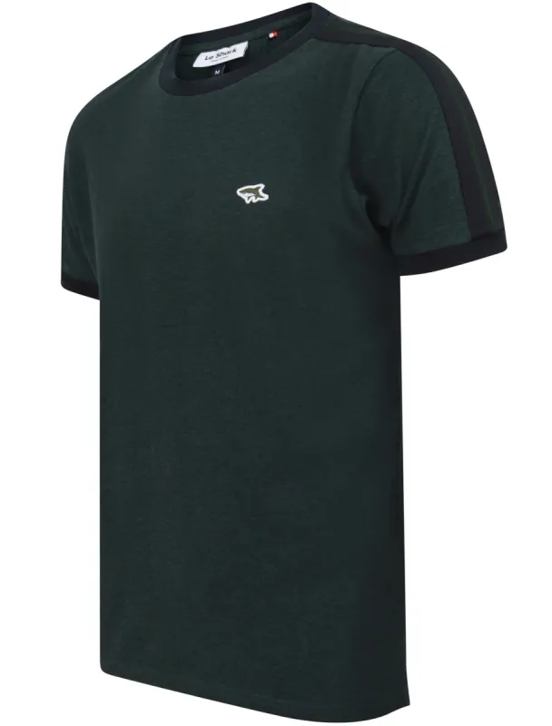 Drayton Cotton Pique T-Shirt with Racer Stripe Sleeves In Pine Grove - Le Shark sold by Tokyo Laundry
