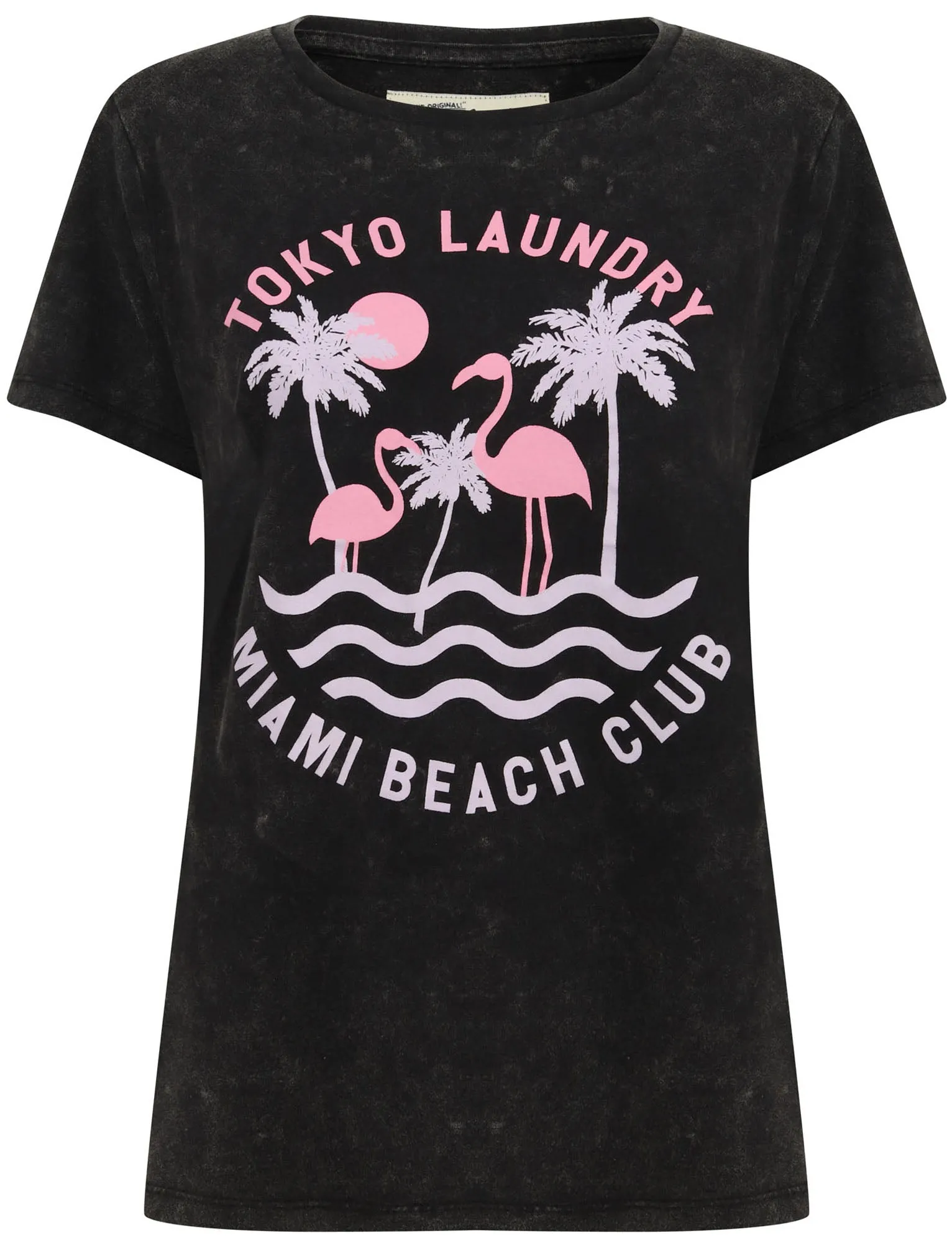 Covetes Flamingo Motif Cotton Tie Dye T-Shirt in Pirate Black - Tokyo Laundry sold by Tokyo Laundry product image thumbnail 3