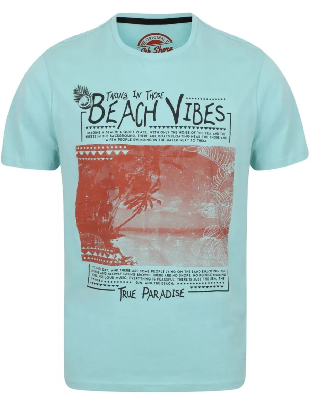 Beach Vibes Motif Cotton T-Shirt In Aqua Haze - South Shore sold by Tokyo Laundry