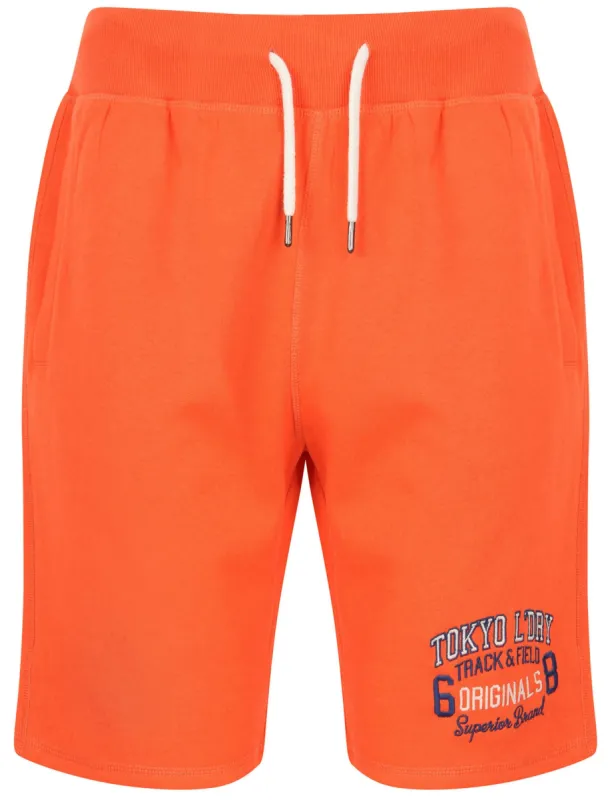 Otter Rock Motif Brushback Fleece Jogger Shorts in Emberglow Orange - Tokyo Laundry sold by Tokyo Laundry
