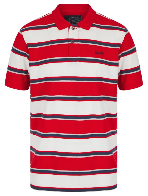 Rilo Striped Cotton Pique Polo Shirt in Barados Cherry - Tokyo Laundry sold by Tokyo Laundry