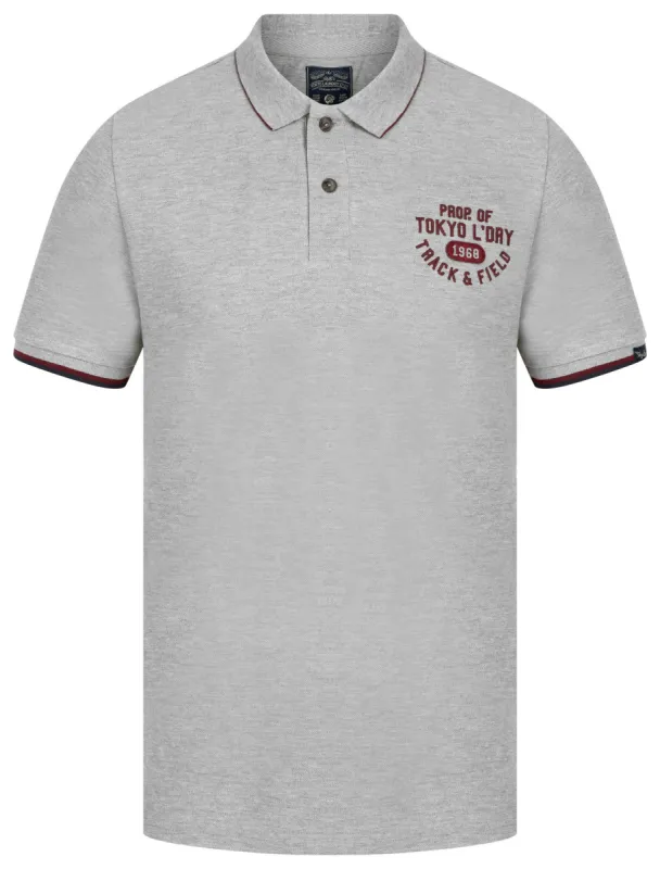 Herstmonceux Cotton Pique Polo Shirt In Light Grey Marl - Tokyo Laundry sold by Tokyo Laundry