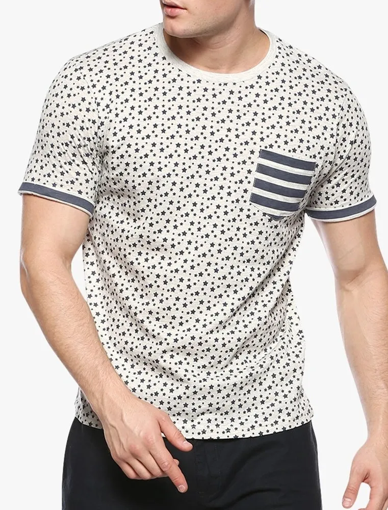 Ara Stars & Stripe Print Crew Neck T-Shirt in Oatgrey Marl sold by Tokyo Laundry product image thumbnail 2