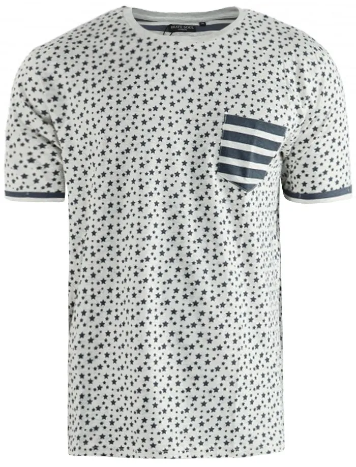 Ara Stars & Stripe Print Crew Neck T-Shirt in Oatgrey Marl sold by Tokyo Laundry