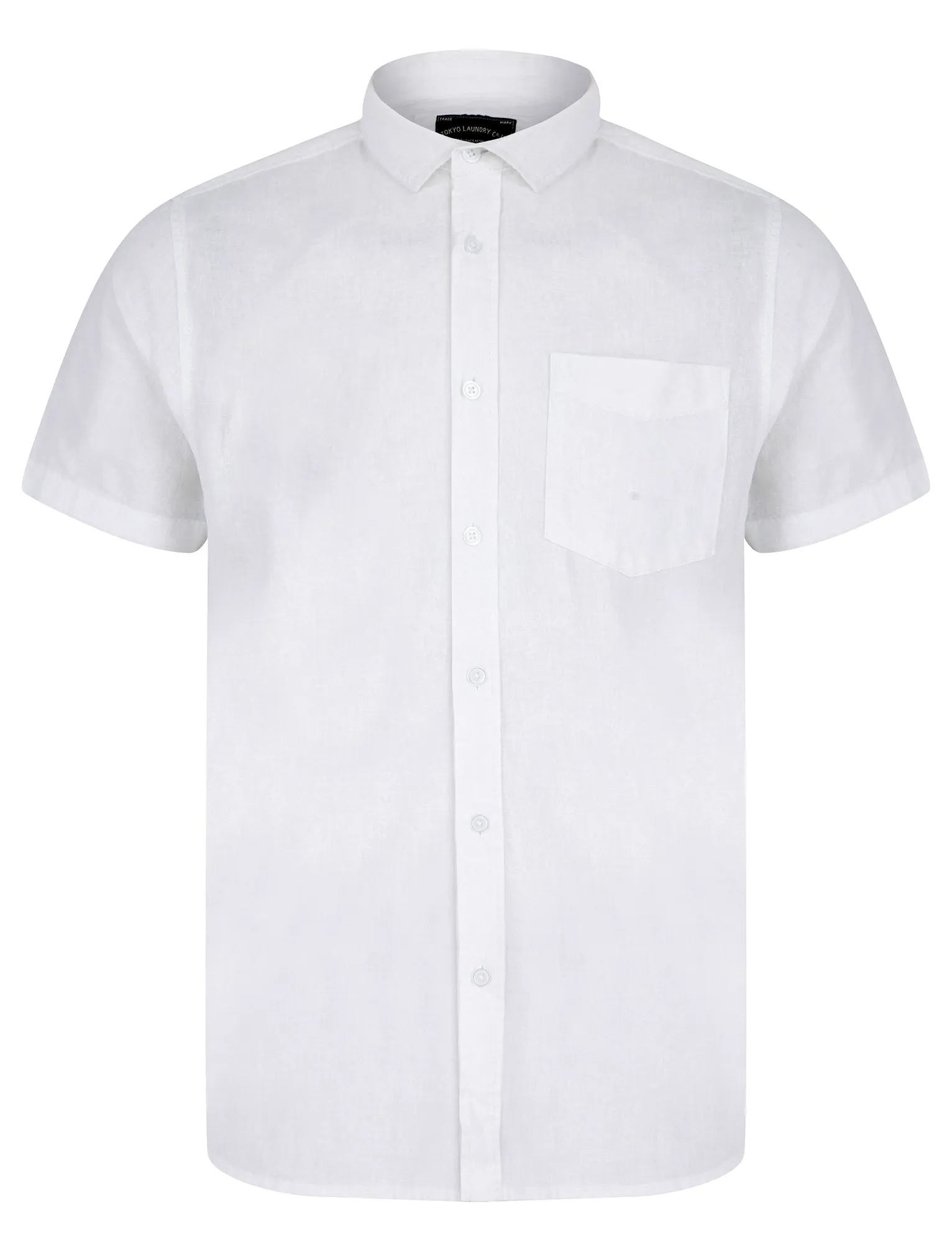 Bertrand Classic Collar Short Sleeve Cotton Linen Shirt in Bright White - Tokyo Laundry sold by Tokyo Laundry