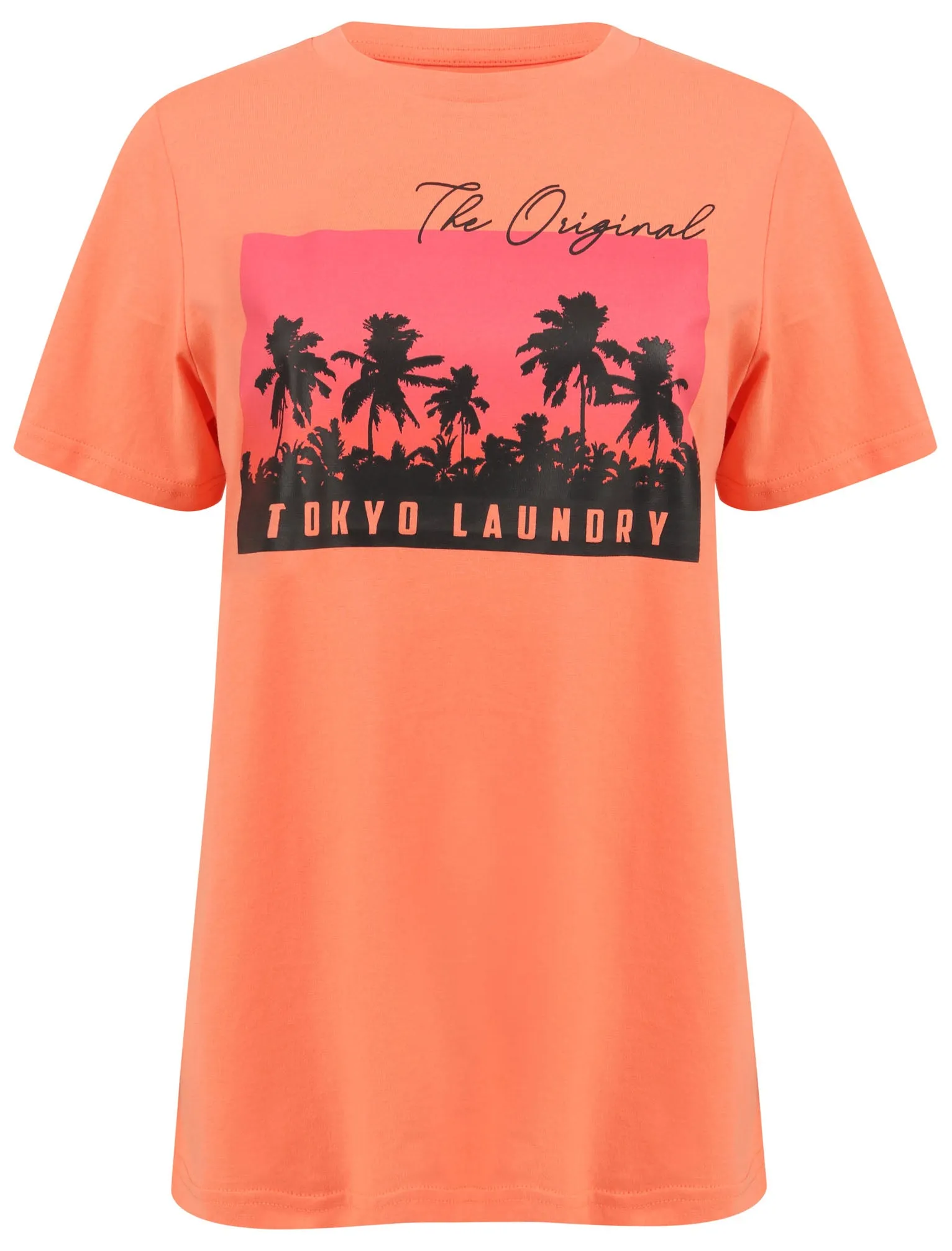 Alaro Sunset Motif Cotton Crew Neck T-Shirt in Fusion Coral - Tokyo Laundry sold by Tokyo Laundry product image thumbnail 2