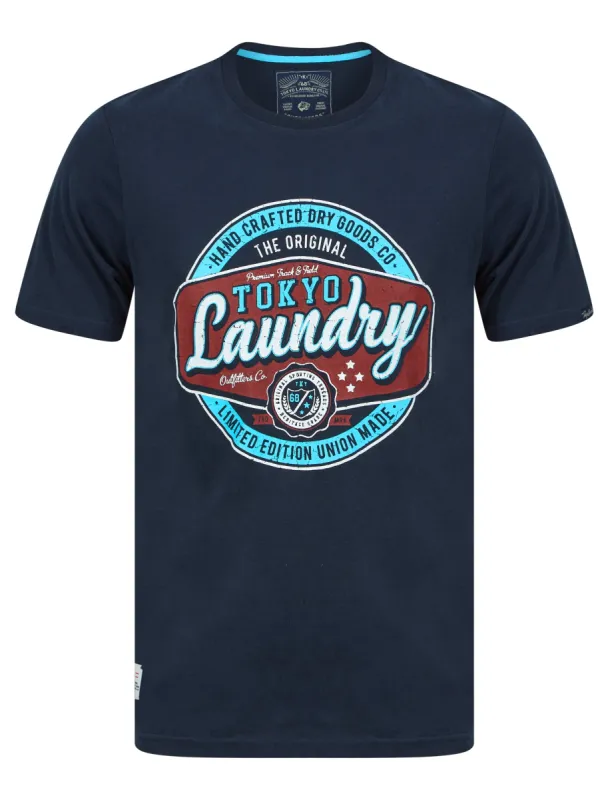 Optics Tee Motif Cotton Jersey T-Shirt in Sky Captain Navy - Tokyo Laundry sold by Tokyo Laundry