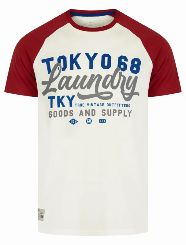 Catalyst Baseball Style Raglan Sleeve Crew Neck T-Shirt in Snow White - Tokyo Laundry sold by Tokyo Laundry