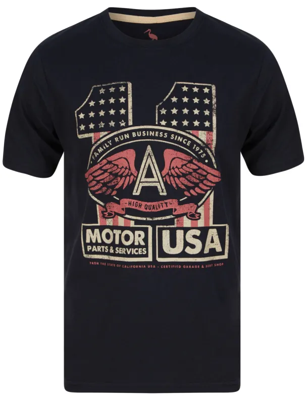 Motor 11 Motif Cotton Jersey T-Shirt in Jet Black - South Shore sold by Tokyo Laundry