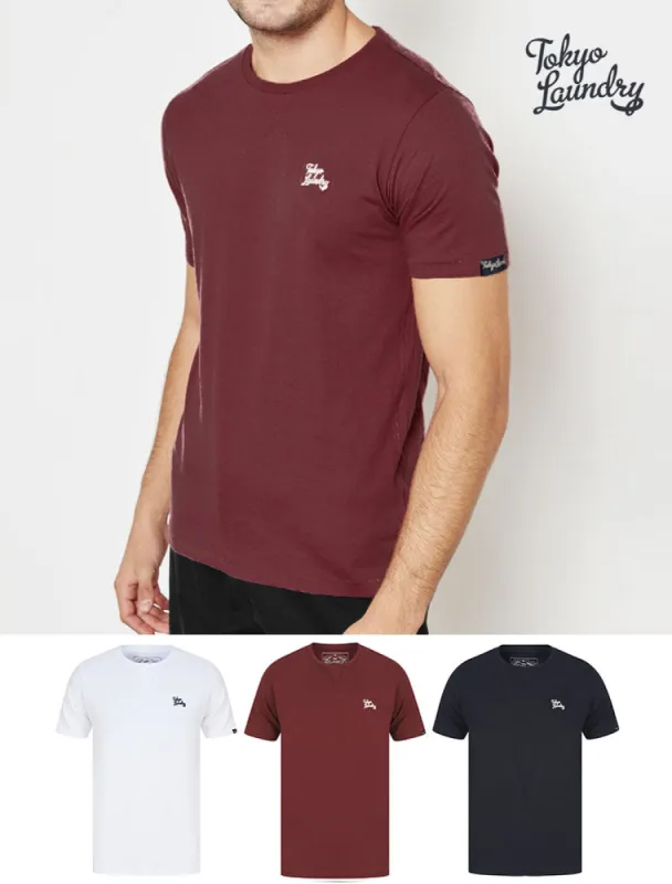 Rexel (3 Pack) Crew Neck Combed Cotton T-Shirts In Tawny Port / White / Navy  - Tokyo Laundry sold by Tokyo Laundry