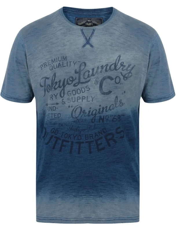 Indigo Tab Motif Cotton T-Shirt in Light Indigo - Tokyo Laundry sold by Tokyo Laundry