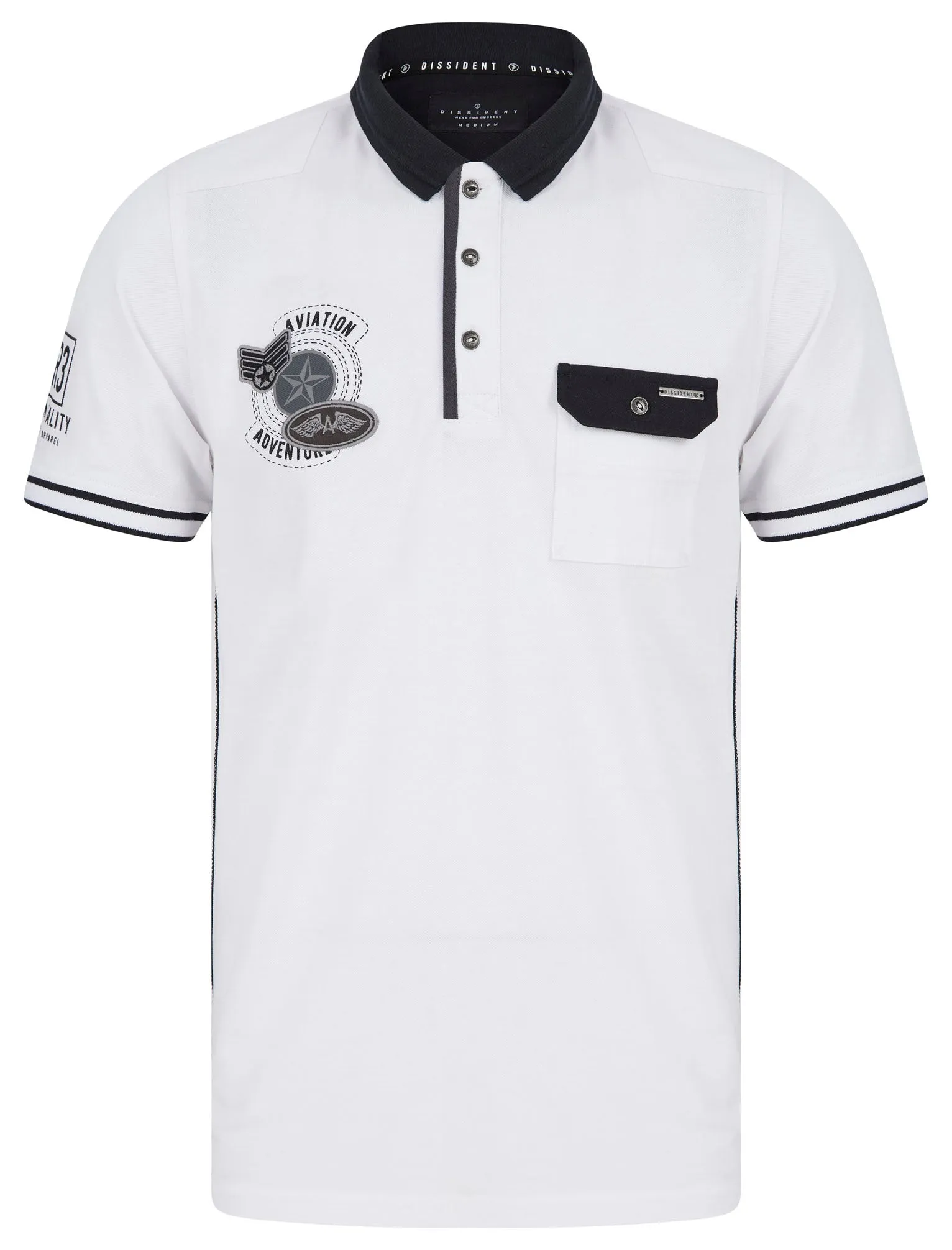 Blockade Cotton Pique Polo Shirt With Chest Pocket In Optic White - Dissident sold by Tokyo Laundry product image thumbnail 2