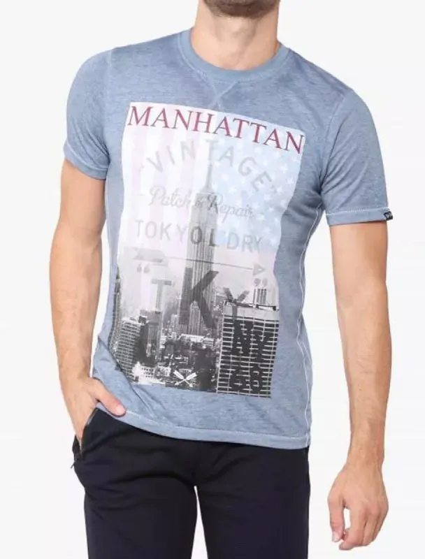 Freeport Motif Burnout T-Shirt In Vintage Indigo - Tokyo Laundry sold by Tokyo Laundry