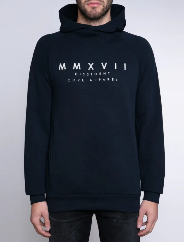 Daudi Cotton Blend Pullover Hoodie In Navy & Black Marl - Dissident sold by Tokyo Laundry