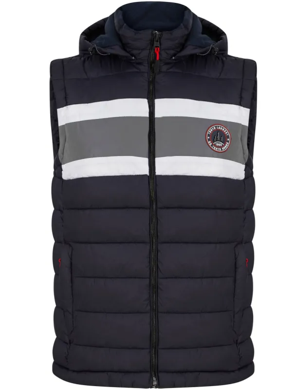 Tauriel Quilted Puffer Gilet with Detachable Fleece Lined Hood in Sky Captain Navy - Tokyo Laundry Active Tech sold by Tokyo Laundry