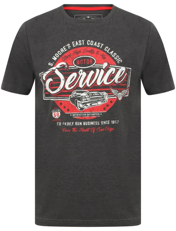 San Service Motif Cotton T-Shirt In Charcoal Marl - Tokyo Laundry sold by Tokyo Laundry