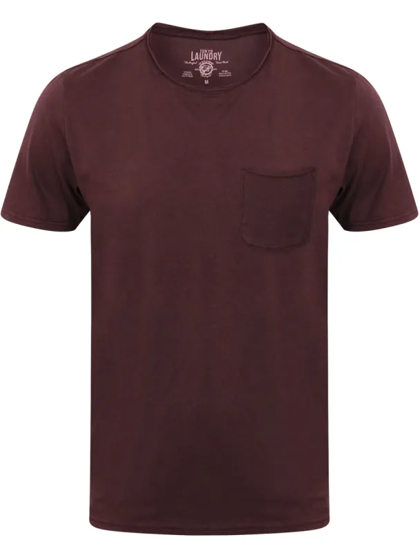Zac Crew Neck Cotton T-Shirt with Pocket In Winetasting - Tokyo Laundry sold by Tokyo Laundry