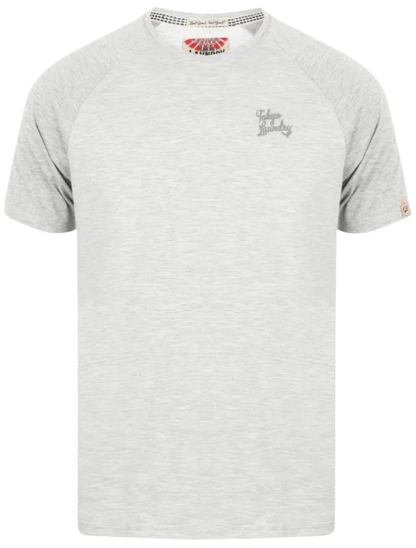 Rollingwood Raglan Sleeve Baseball T-Shirt In Light Grey Marl - Tokyo Laundry sold by Tokyo Laundry