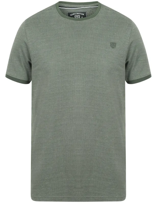 Murphy Jacquard Cotton Jersey T-Shirt In Dark Forest - Kensington Eastside sold by Tokyo Laundry