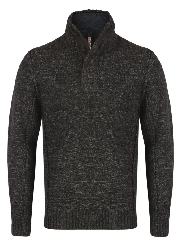 Jerome Funnel Neck Wool Blend Knitted Jumper in Charcoal - Tokyo Laundry sold by Tokyo Laundry