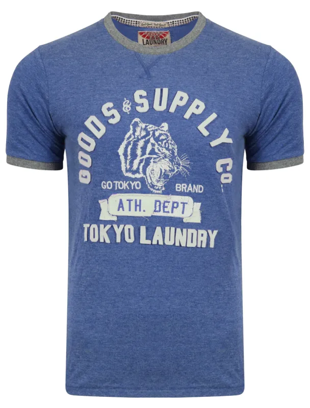 Tiger Lake Applique Cotton T-Shirt in Cornflower Blue Marl - Tokyo Laundry sold by Tokyo Laundry